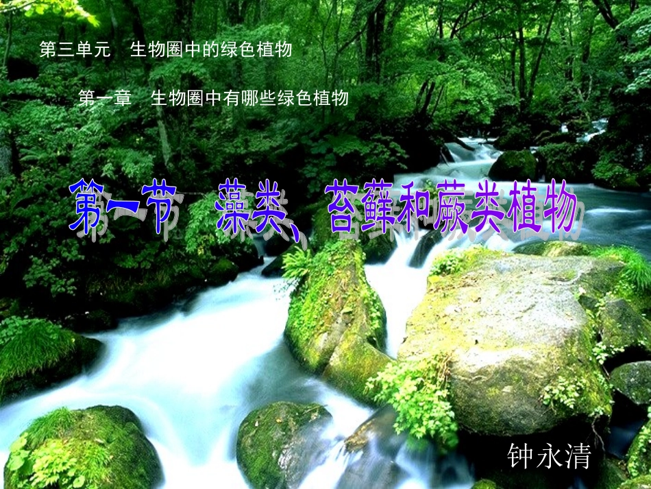 第三单元第一章第一节藻类苔藓和蕨类植物_第1页