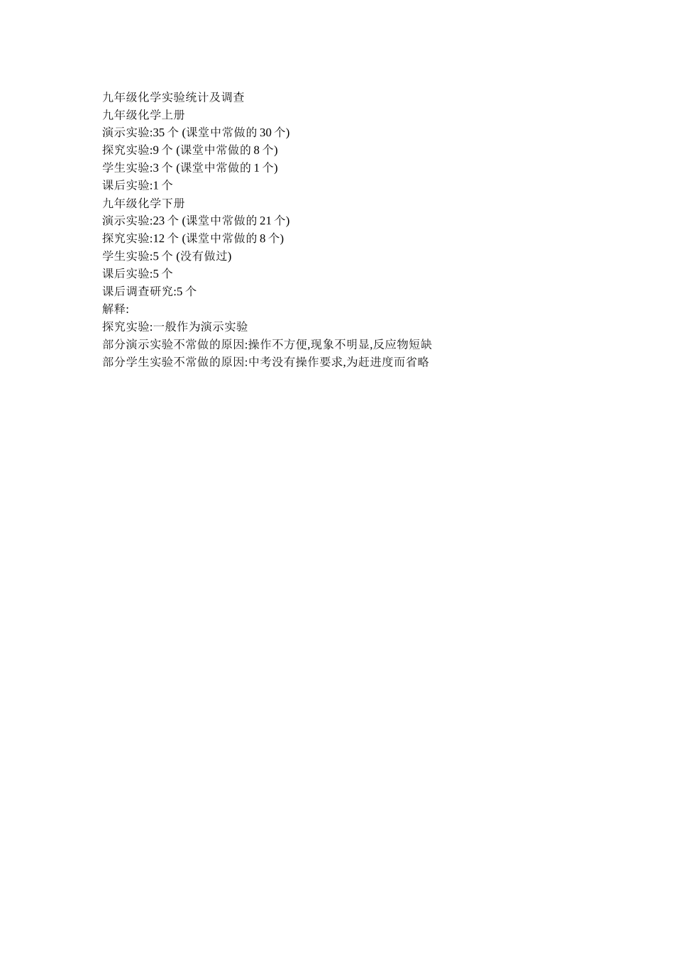 九年级化学实验统计及调查_第1页