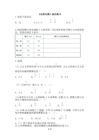 《比的化简》综合练习