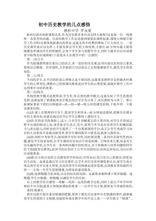 初中历史教学的几点感悟