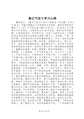 靠正气实干学习心得