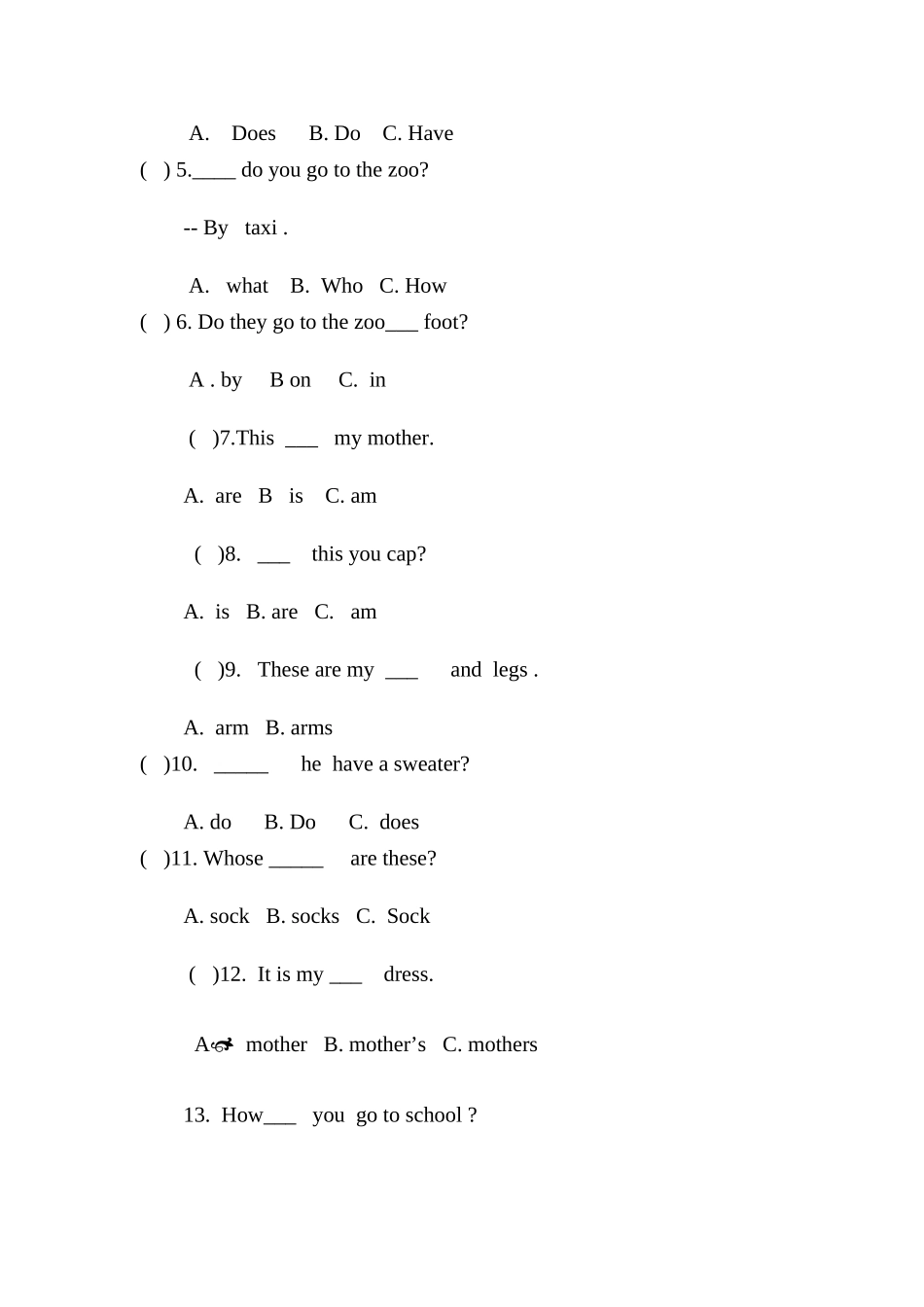2014三年级英语下册中期检测_第2页