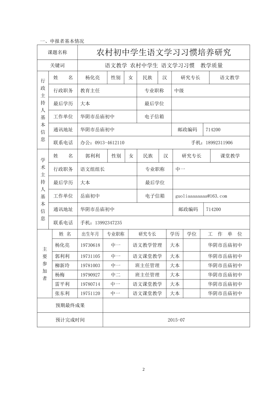 语文教研组课题申报表_第2页