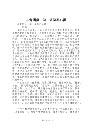 共青团员一学一做学习心得