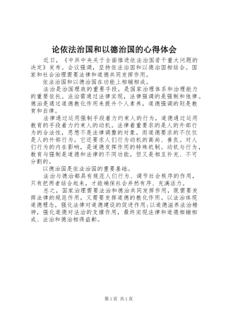 论依法治国和以德治国的心得体会