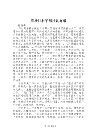 县社驻村干部扶贫有感