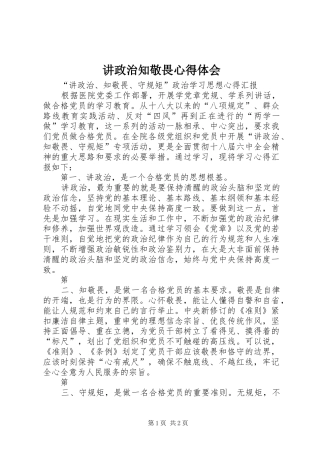 讲政治知敬畏心得体会_2
