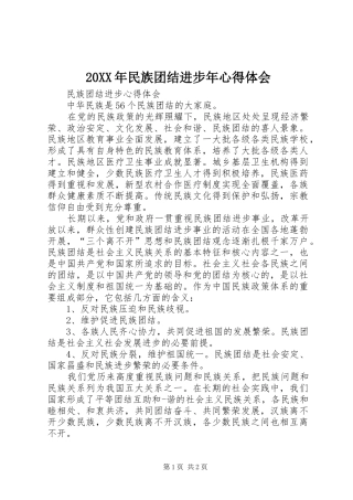20XX年民族团结进步年心得体会 (3)