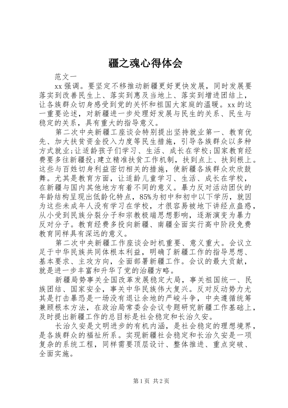 疆之魂心得体会_第1页