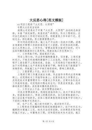 大反思心得[范文模版]