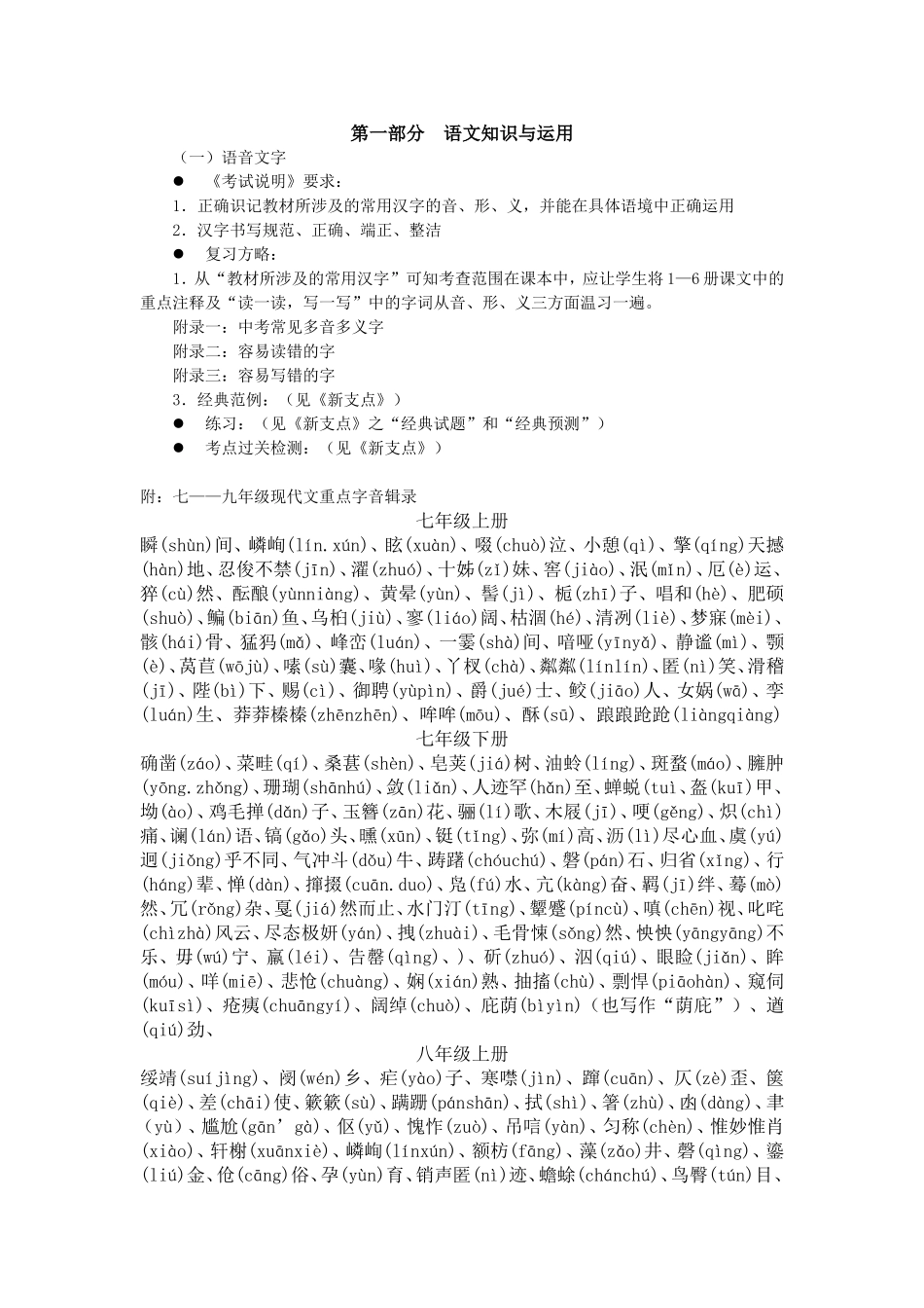 中考总复习（1语音文字)_第1页