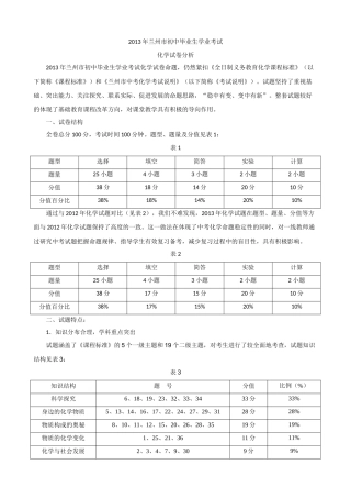 2013年兰州市初中毕业生学业考试