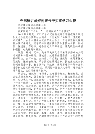 守纪律讲规矩树正气干实事学习心得