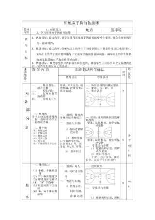 七年级体育《原地双手胸前传接球技术》教案设计——2013年第2学期