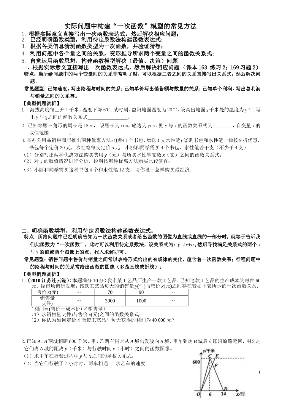 一次函数的应用题分类总结整理_第1页