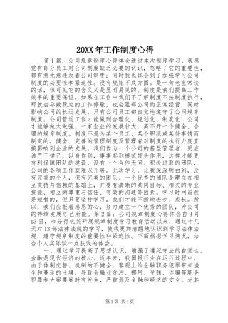 20XX年工作制度心得