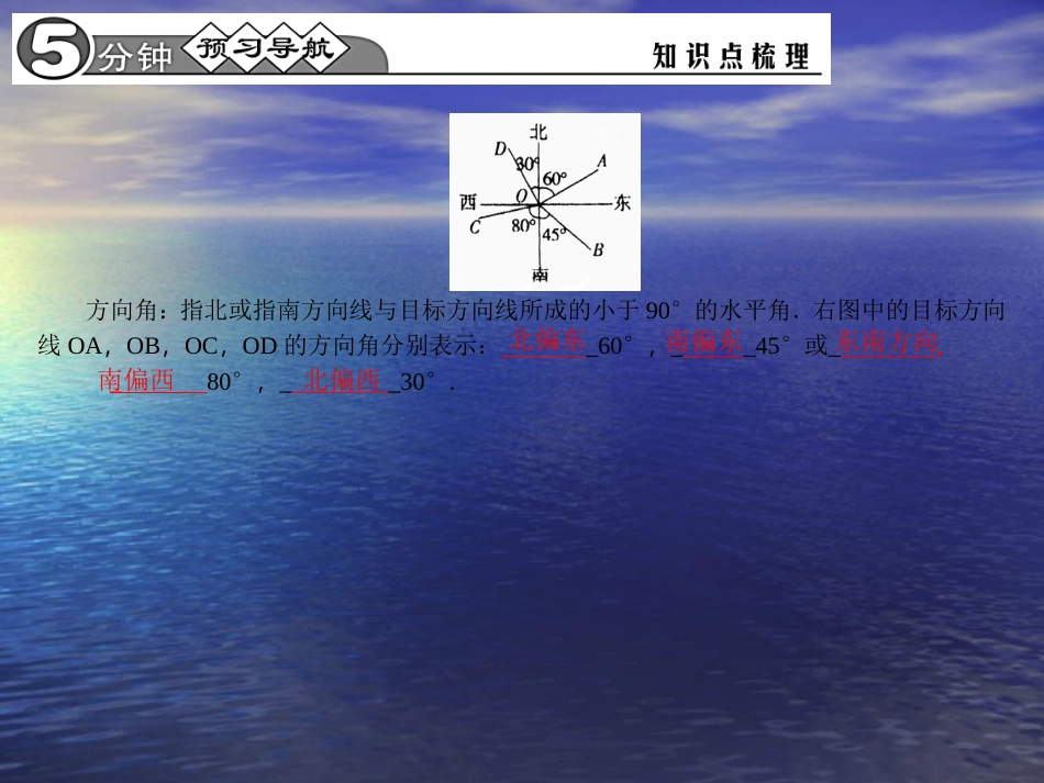 【四清导航】2015春九年级数学下册28222方向角在解直角三角形中的应用课件（新版）新人教版_第2页