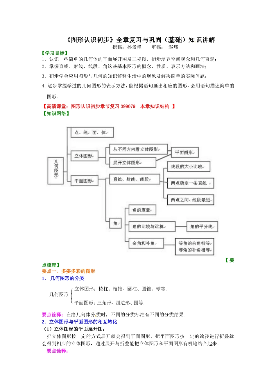《图形认识初步》全章复习与巩固（基础）知识讲解_第1页