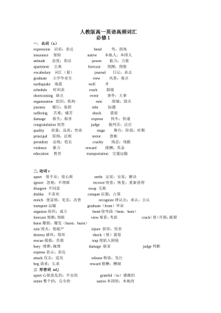 人教版高一英语高频词汇
