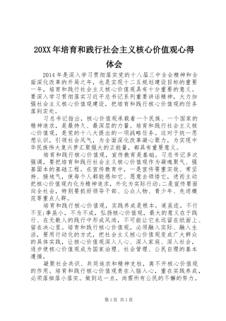 20XX年培育和践行社会主义核心价值观心得体会 (5)