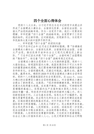 四个全面心得体会