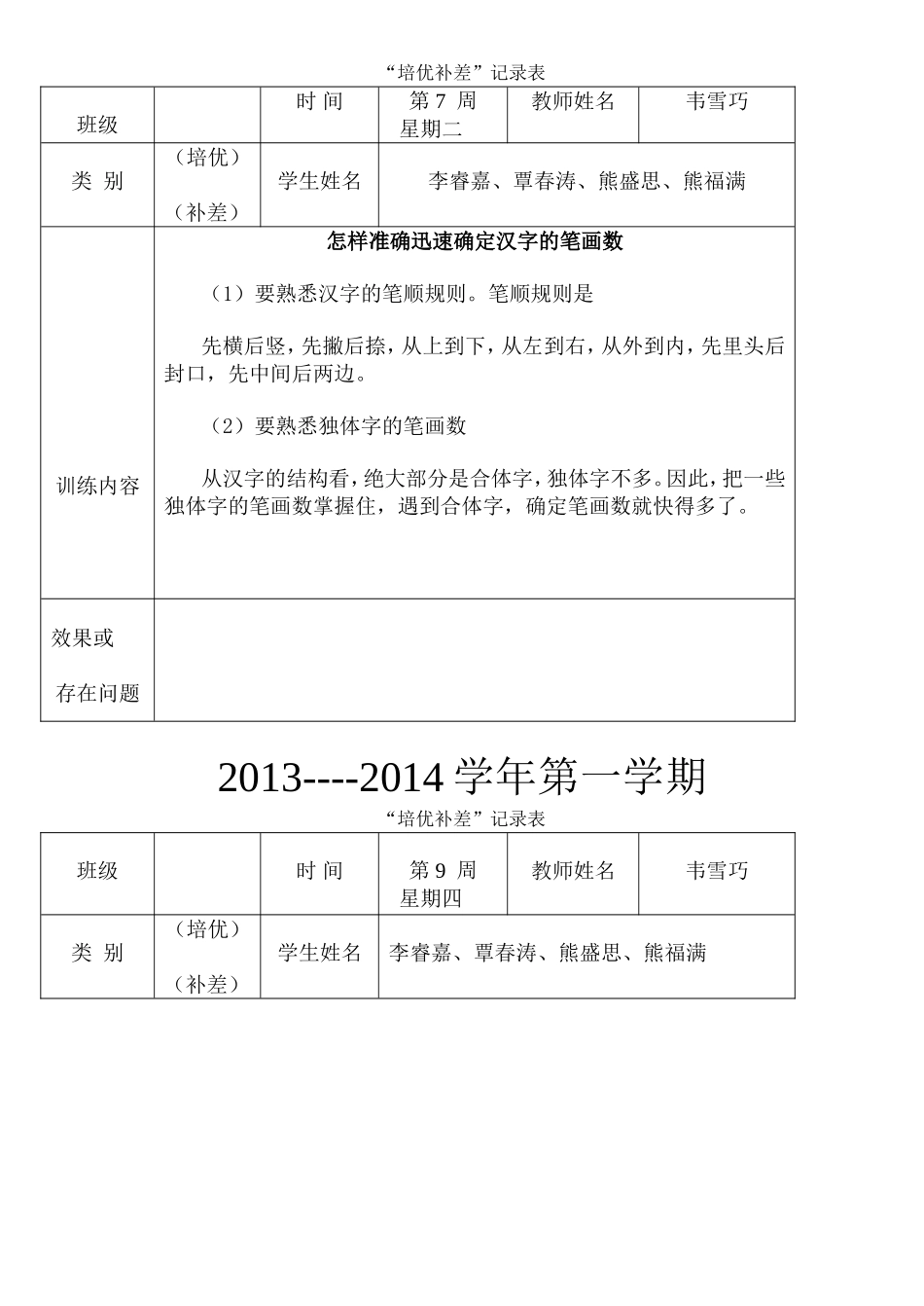 二年级培优补差记录表_第3页