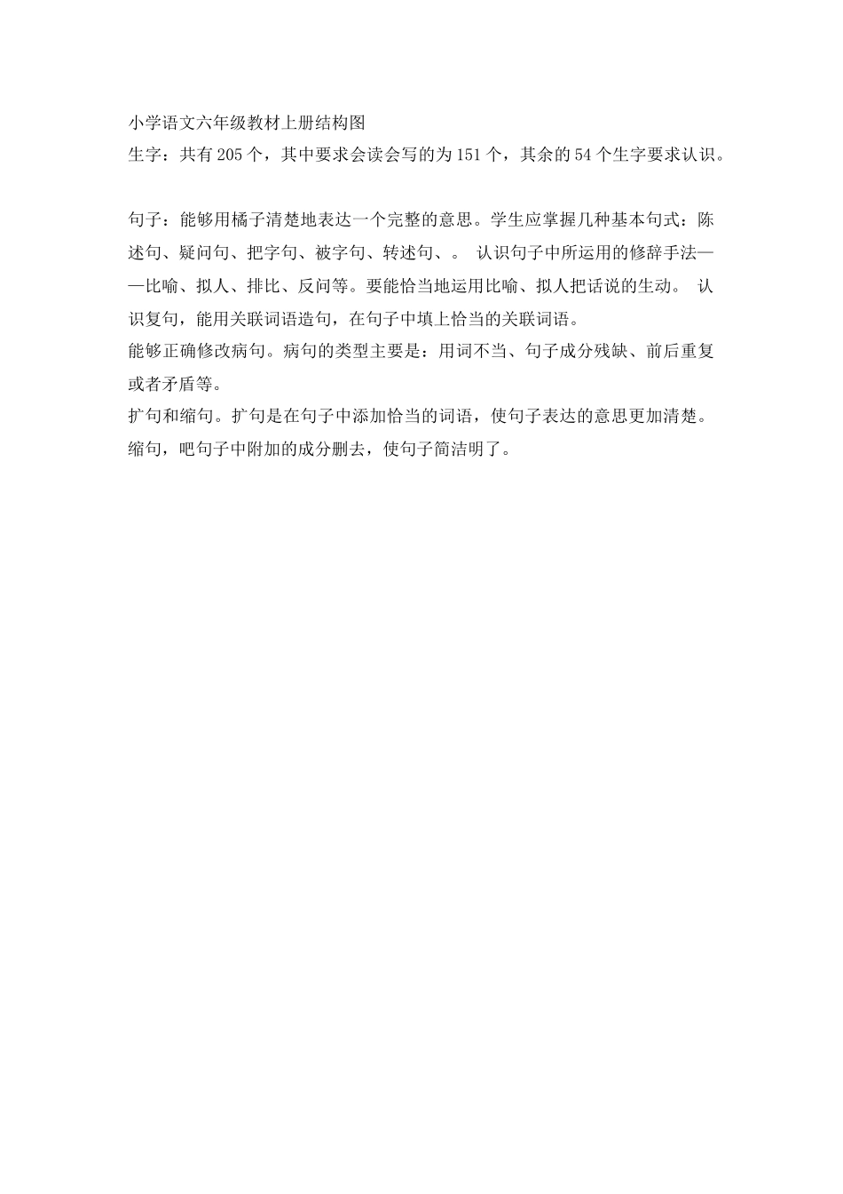 小学语文六年级教材上册结构图_第1页