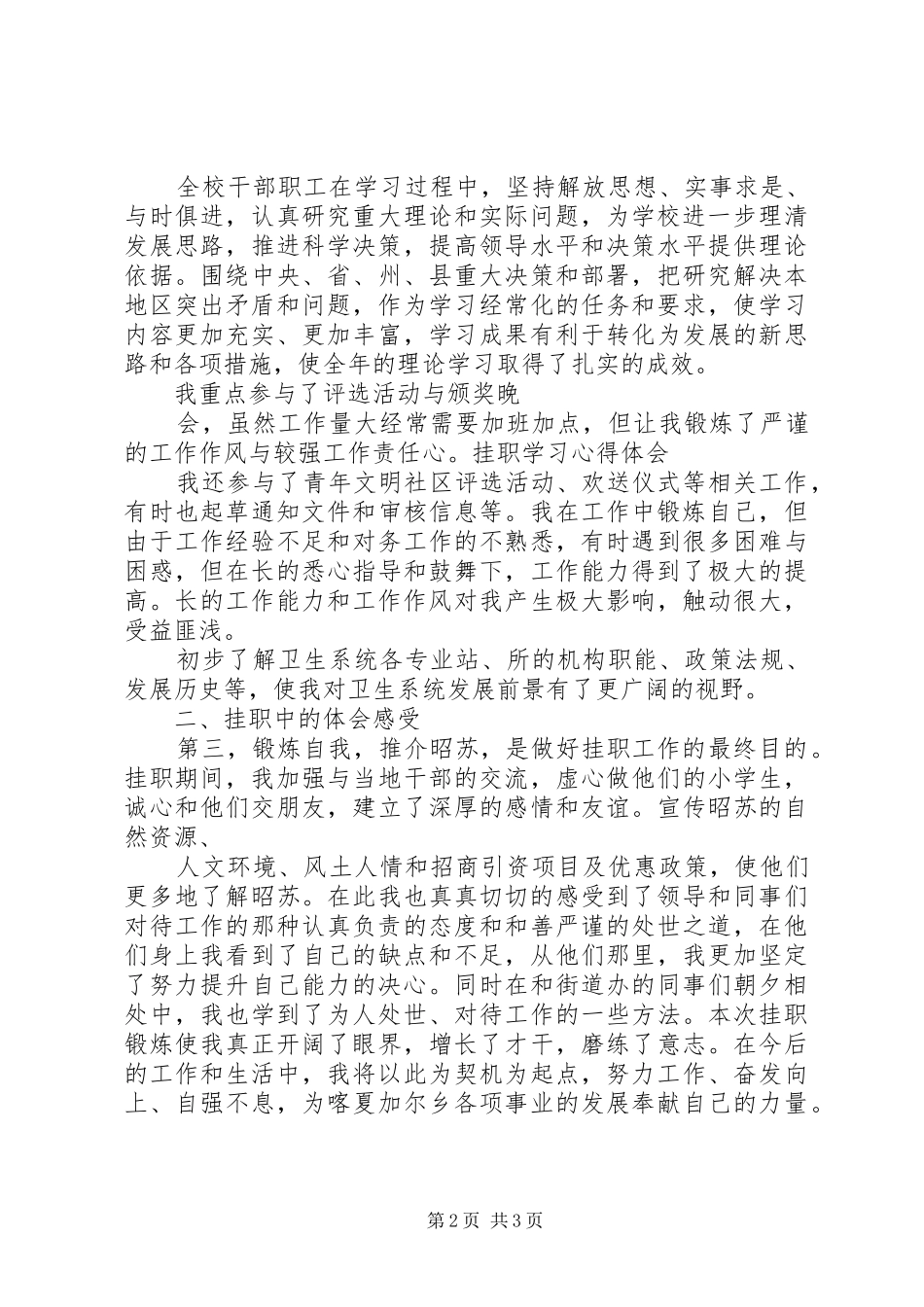 20XX年挂职学习心得体会 (2)_第2页