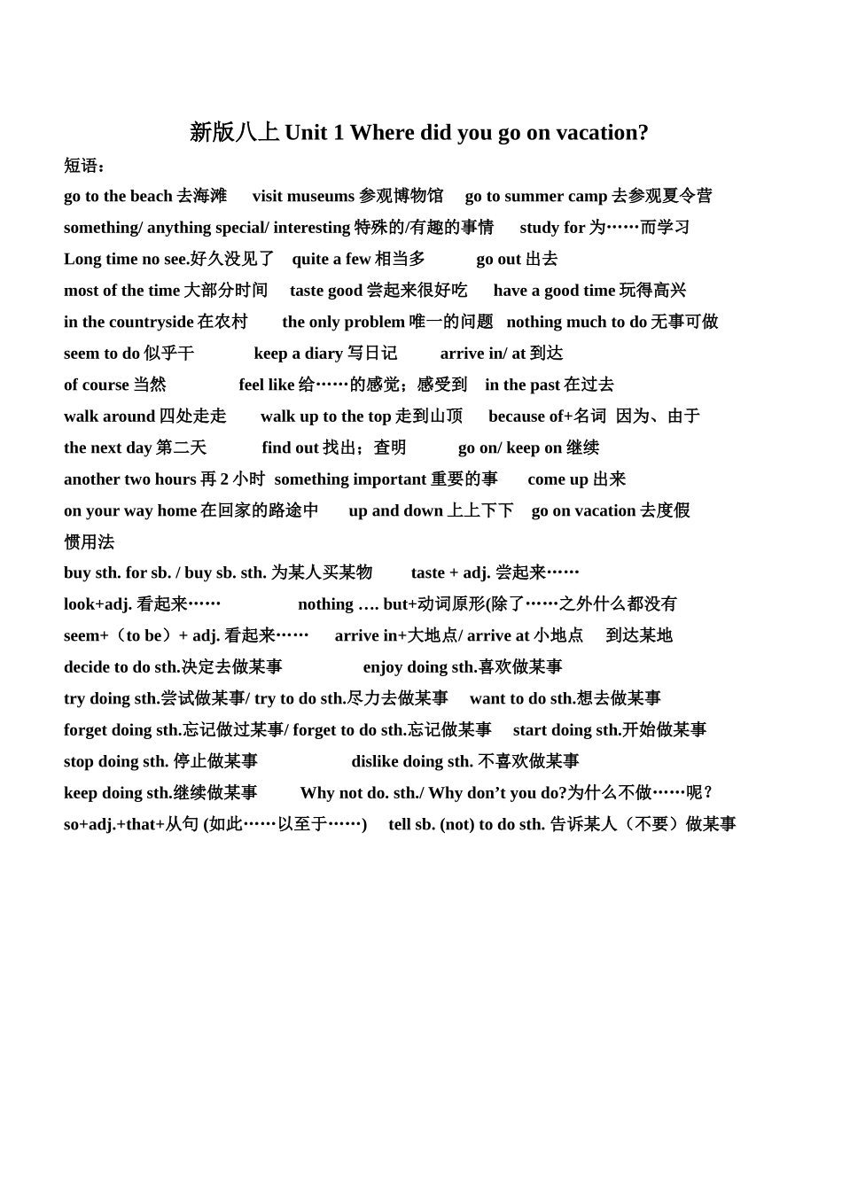 新版八上Unit1短语_第1页