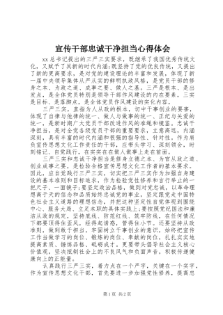 宣传干部忠诚干净担当心得体会