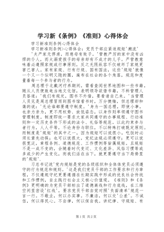 学习新《条例》《准则》心得体会