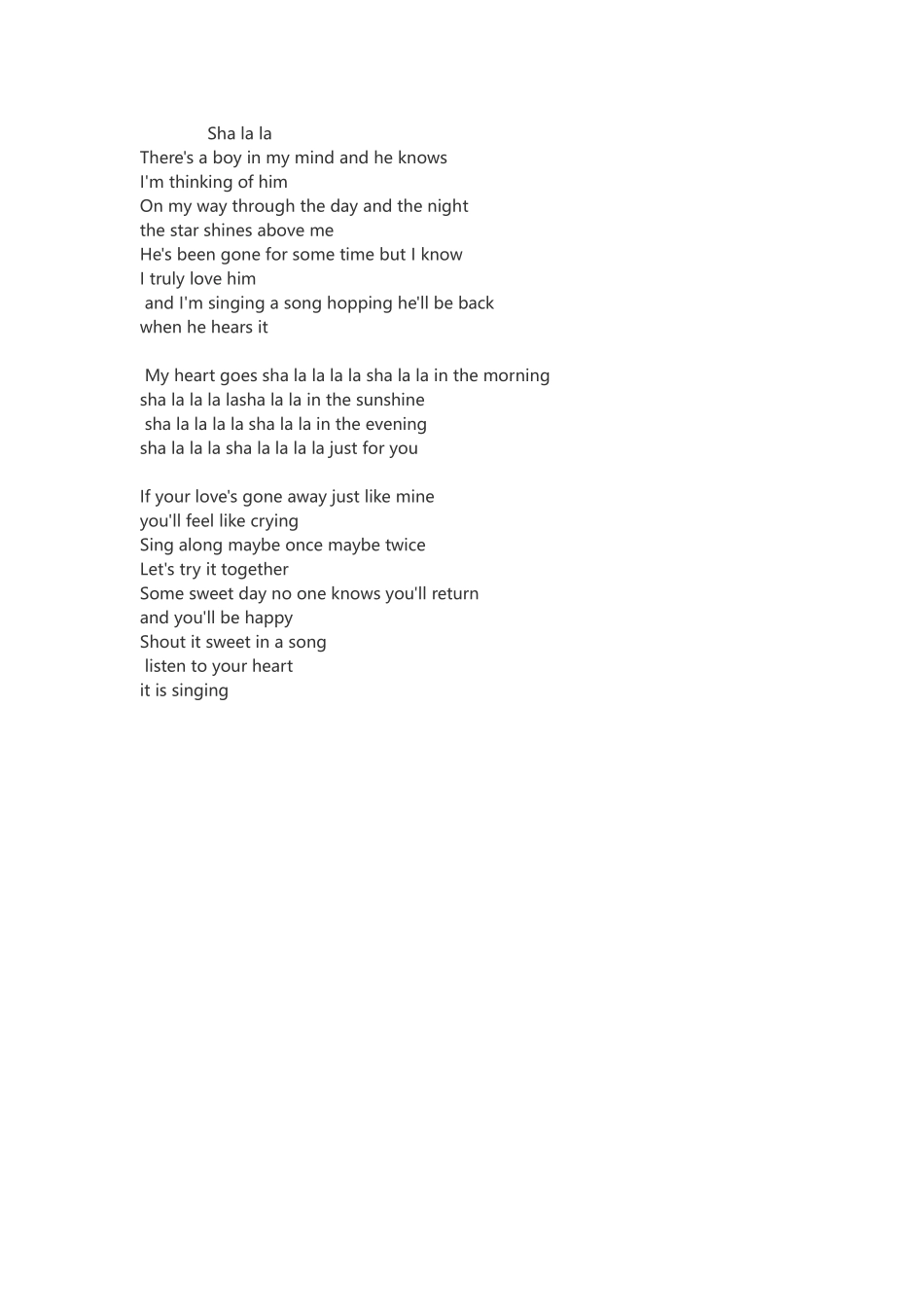 听歌学英文Shalala_第1页