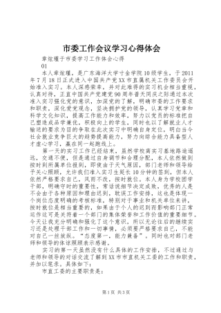 市委工作会议学习心得体会