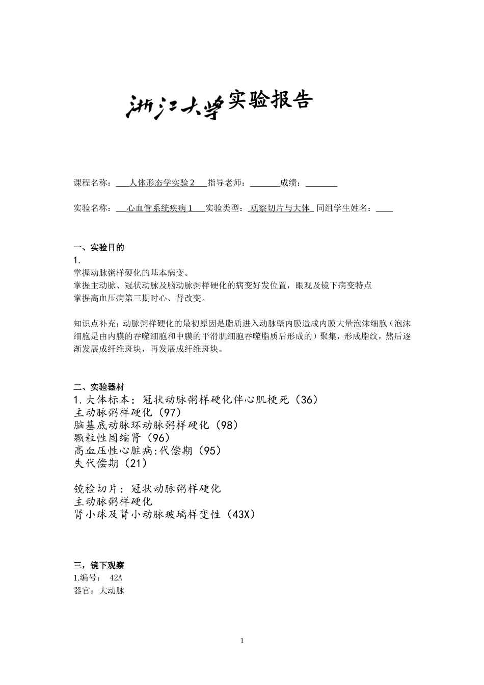 心血管疾病切片与大体观察_第1页