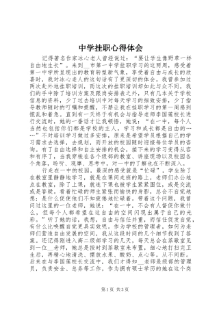 中学挂职心得体会