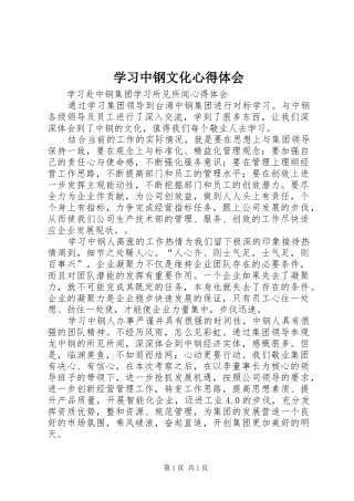 学习中钢文化心得体会