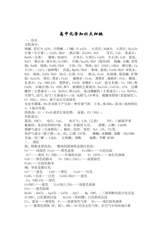 高中化学知识点归纳