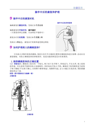 脑卒中后的康复和护理[1]
