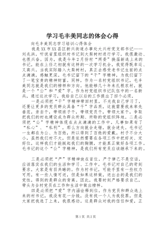 学习毛丰美同志的体会心得_1