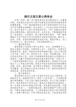 践行五查五看心得体会