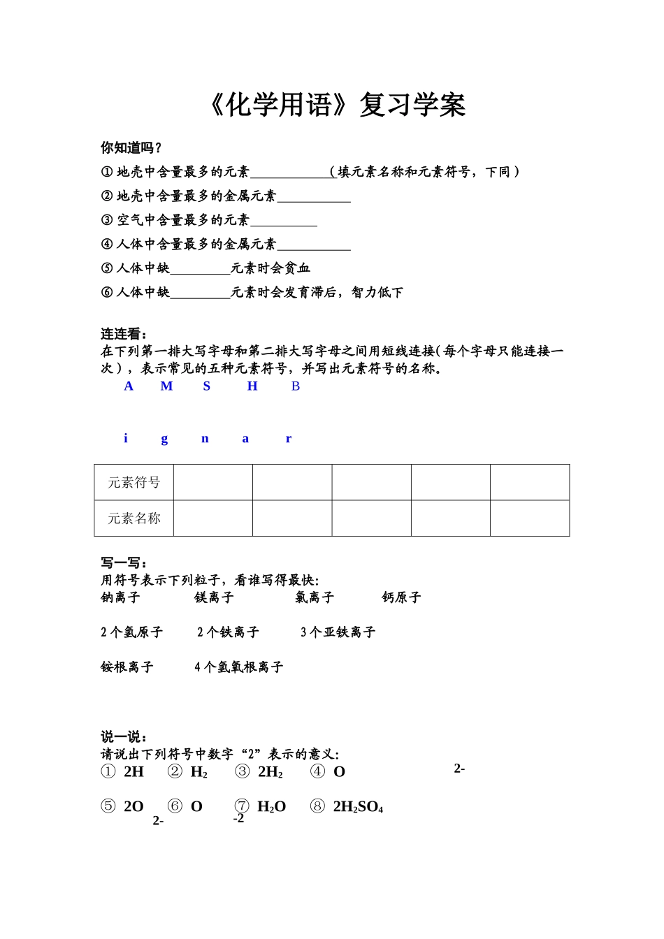化学用语学案_第1页