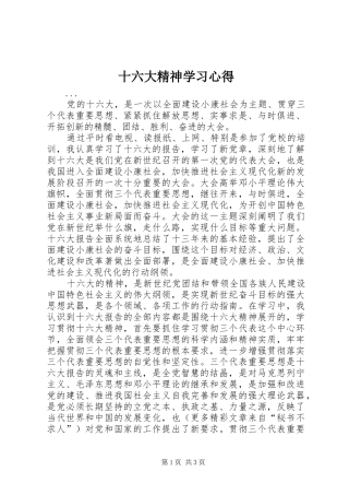 十六大精神学习心得