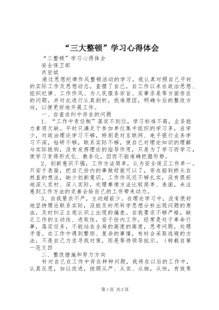 “三大整顿”学习心得体会