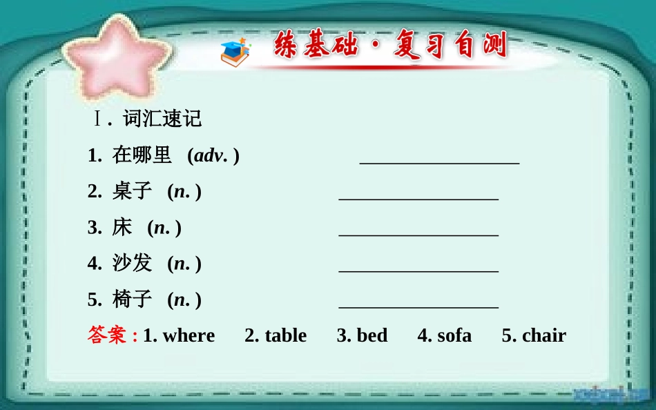 七年级英语上册Unit4Where’smyschoolbag？单元复习课件（新版）人教新目标版_第2页