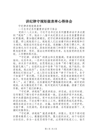 讲纪律守规矩做表率心得体会