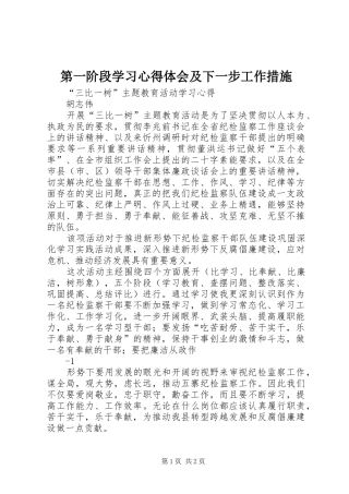 第一阶段学习心得体会及下一步工作措施
