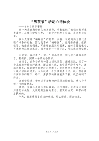 “男孩节”活动心得体会
