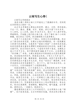 云南写生心得(