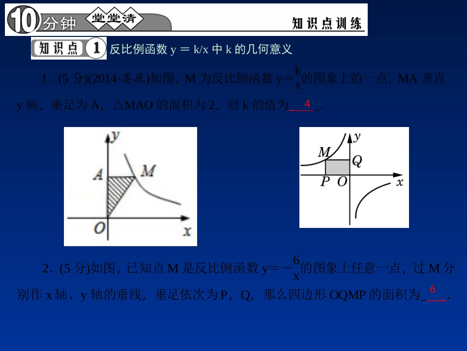 【四清导航】2015春九年级数学下册26122反比例函数图象和性质的综合应用课件（新版）新人教版_第3页