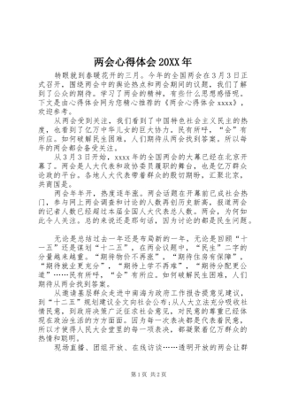 两会心得体会20XX年